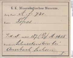 Etiketten zu Topas (NHMW-MIN-Af730)